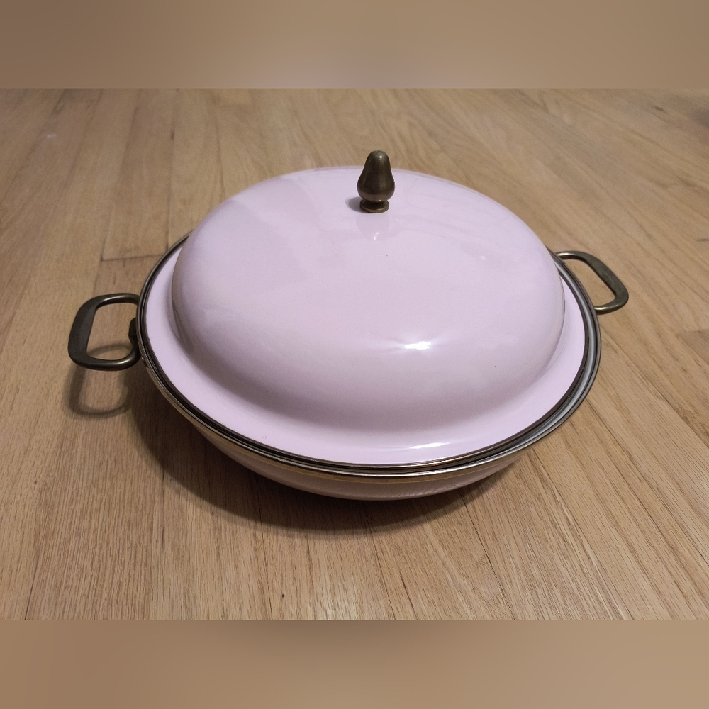 Newcor Sculpture vintage pink enamel covered pan